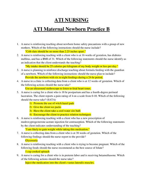 Unlock the Ultimate Guide: ATI Maternal Newborn Nursing Test Bank 1408pdf Explained